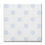 Polka Dots - Pastel Blue on White Tile Coaster