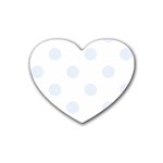 Polka Dots - Pastel Blue on White Rubber Coaster (Heart)