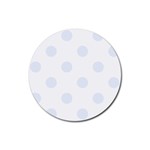 Polka Dots - Pastel Blue on White Rubber Coaster (Round)