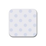 Polka Dots - Pastel Blue on White Rubber Coaster (Square)