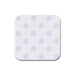 Polka Dots - Pastel Blue on White Rubber Square Coaster (4 pack)
