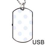 Polka Dots - Pastel Blue on White Dog Tag USB Flash (Two Sides)