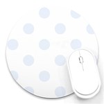 Polka Dots - Pastel Blue on White Round Mousepad