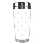 Polka Dots - Pastel Blue on White Stainless Steel Travel Tumbler