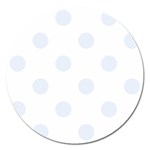 Polka Dots - Pastel Blue on White Magnet 5  (Round)