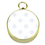 Polka Dots - Pastel Blue on White Gold Compass