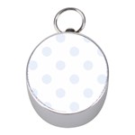 Polka Dots - Pastel Blue on White Silver Compass (Mini)