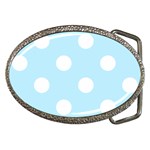 Polka Dots - White on Light Blue Belt Buckle