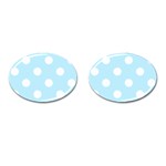 Polka Dots - White on Light Blue Cufflinks (Oval)