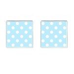 Polka Dots - White on Light Blue Cufflinks (Square)