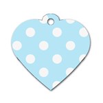 Polka Dots - White on Light Blue Dog Tag Heart (Two Sides)