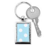 Polka Dots - White on Light Blue Key Chain (Rectangle)