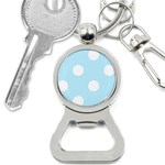 Polka Dots - White on Light Blue Bottle Opener Key Chain