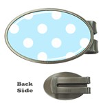 Polka Dots - White on Light Blue Money Clip (Oval)