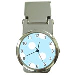 Polka Dots - White on Light Blue Money Clip Watch