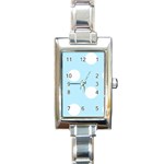 Polka Dots - White on Light Blue Rectangle Italian Charm Watch