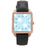 Polka Dots - White on Light Blue Rose Gold Leather Watch