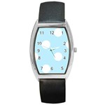 Polka Dots - White on Light Blue Barrel Style Metal Watch