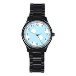 Polka Dots - White on Light Blue Stainless Steel Round Watch