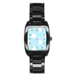 Polka Dots - White on Light Blue Stainless Steel Barrel Watch