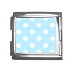 Polka Dots - White on Light Blue Mega Link Italian Charm (18mm)