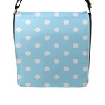 Polka Dots - White on Light Blue Flap Closure Messenger Bag (L)