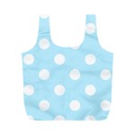 Polka Dots - White on Light Blue Full Print Recycle Bag (M)