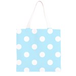 Polka Dots - White on Light Blue Grocery Light Tote Bag