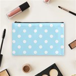Polka Dots - White on Light Blue Cosmetic Bag (M)