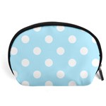 Polka Dots - White on Light Blue Accessory Pouch (Large)