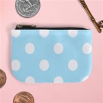 Polka Dots - White on Light Blue Mini Coin Purse