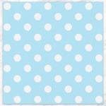 Polka Dots - White on Light Blue Canvas 16  x 16 
