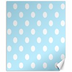 Polka Dots - White on Light Blue Canvas 20  x 24 