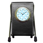 Polka Dots - White on Light Blue Pen Holder Desk Clock