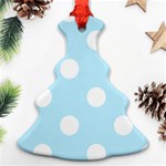 Polka Dots - White on Light Blue Christmas Tree Ornament (Two Sides)
