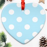 Polka Dots - White on Light Blue Ornament (Heart)