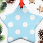Polka Dots - White on Light Blue Ornament (Star)