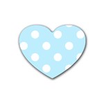 Polka Dots - White on Light Blue Heart Coaster (4 pack)