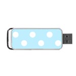 Polka Dots - White on Light Blue Portable USB Flash (One Side)