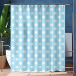Polka Dots - White on Light Blue Shower Curtain 60  x 72  (Medium)