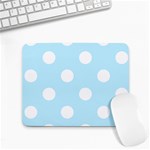 Polka Dots - White on Light Blue Small Mousepad