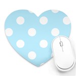 Polka Dots - White on Light Blue Heart Mousepad
