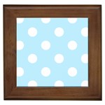 Polka Dots - White on Light Blue Framed Tile