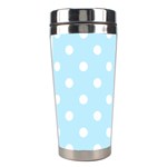 Polka Dots - White on Light Blue Stainless Steel Travel Tumbler