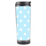 Polka Dots - White on Light Blue Travel Tumbler