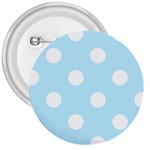Polka Dots - White on Light Blue 3  Button