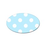 Polka Dots - White on Light Blue Sticker Oval (10 pack)