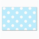 Polka Dots - White on Light Blue Postcard 4  x 6 