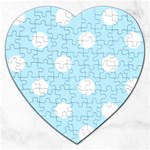 Polka Dots - White on Light Blue Jigsaw Puzzle (Heart)