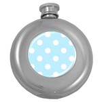 Polka Dots - White on Light Blue Hip Flask (5 oz)